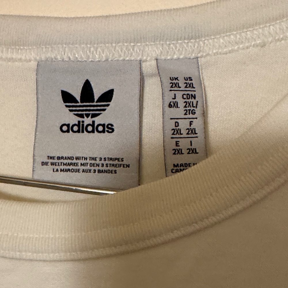 Adidas Cream Long Sleeve Shirt with evergreen Accents 2XL NWOT - Picture 2 of 12